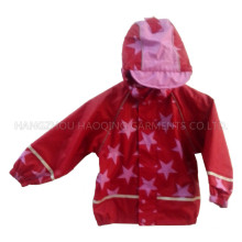 Rote Sterne mit Kapuze PU Regen Jacke/Regenjacke